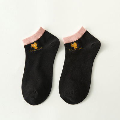 Spring Summer Socks Cute Cartoon Cat Socks Women Girls Socks Cotton Boat Socks